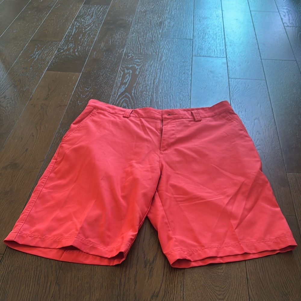 Adidas. Red/orange, men’s, ClimaLITE shorts. EUC.